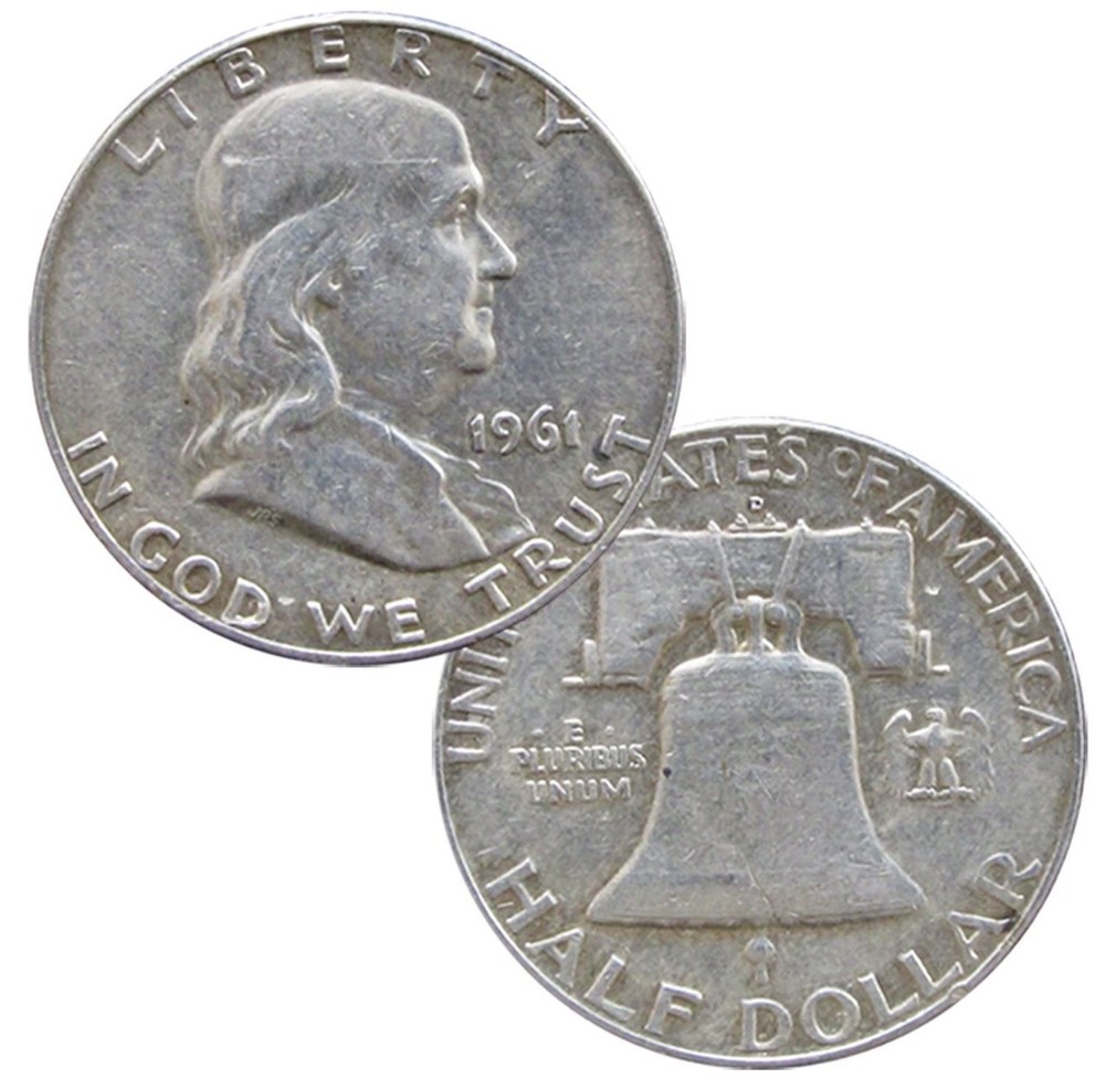 $1 Face - 90% Silver Franklin Half Dollar Average Circulated 2 coins
