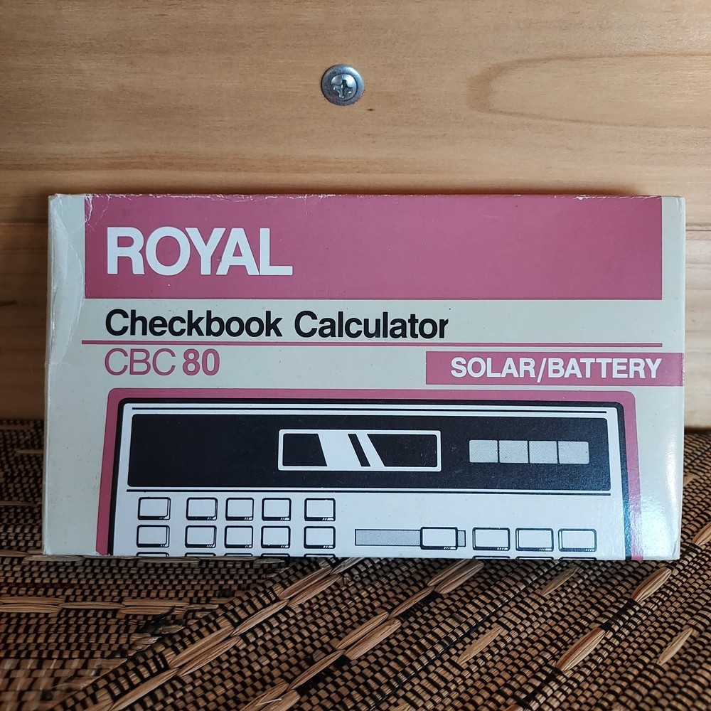 Vintage Royal Electronic Calculator Checkbook CBC 80 Solar Powered