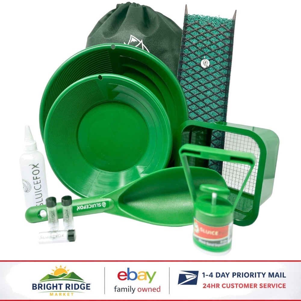 Compact Gold Prospecting Kit with 12" Sluice Box and Essential Mining Tools