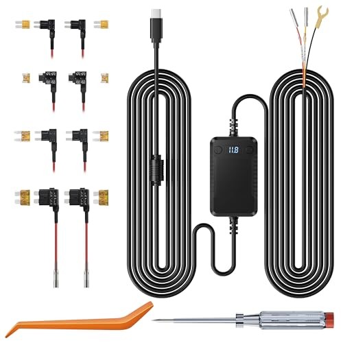 Dash Cam Acc Multi-Size Hardwire Kit with Voltage Indicator for Dash Camera