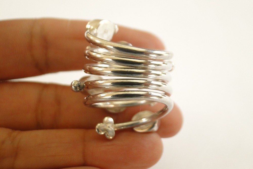 Red Garnet Cluster Wrap Cocktail Sterling Silver Ring Size 9