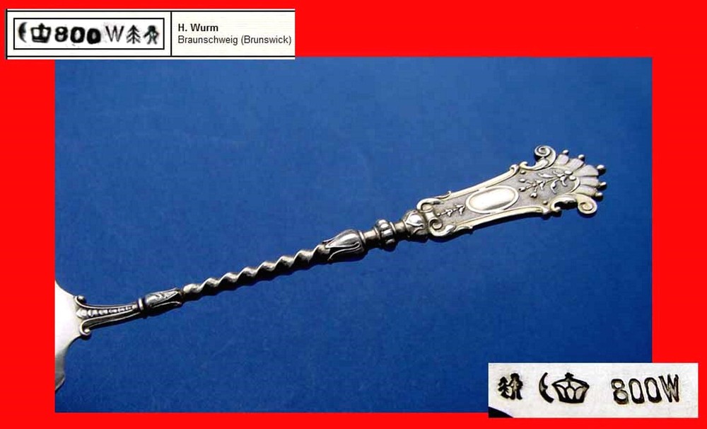 Antique Large Solid Pie Server, H. Wurm, 800 Silver B552