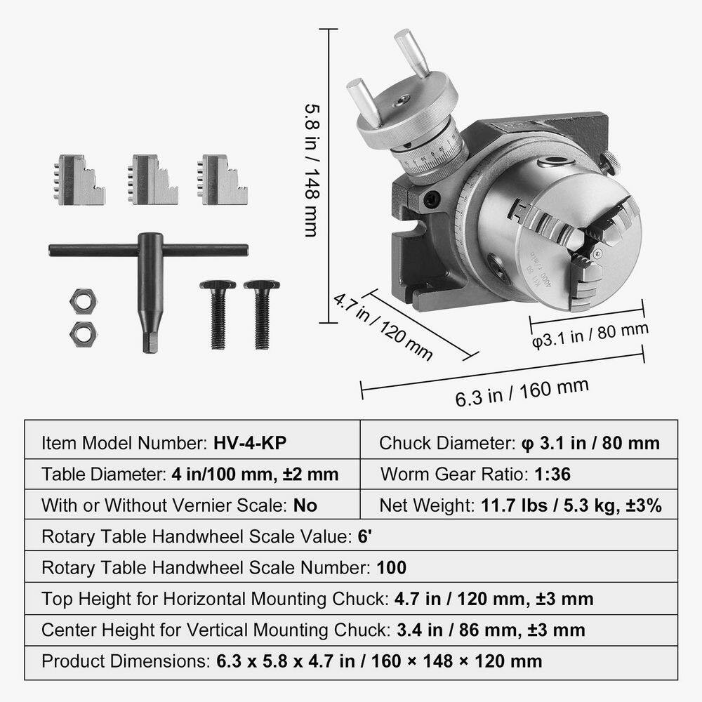 Milling Machine Rotary Table, Versatile Horizontal & Vertical Design, Precision