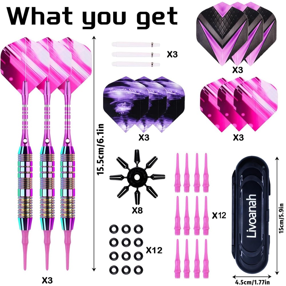 Soft Tip Darts Set - Darts Plastic Tip Sets, 3Pack Professional Plastic Tip D...