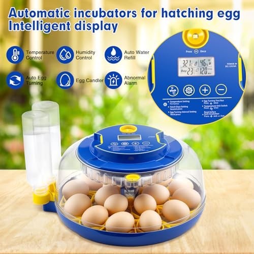 Automatic 18 Egg Incubator with Turner, Temp & Humidity Control for Hatching Egg