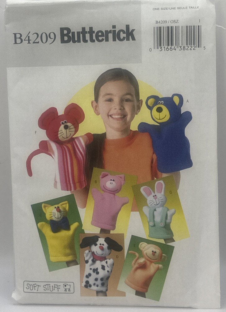 Butterick Sewing Pattern B4209 Hand Puppets Doll Pattern UNCUT