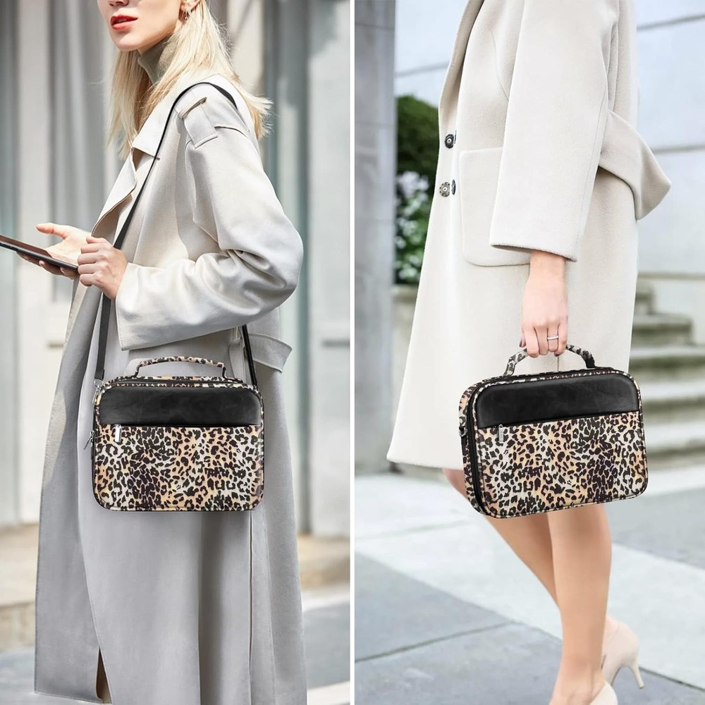 Leopard Large Bible Cover with Shoulder Strap & Organizer