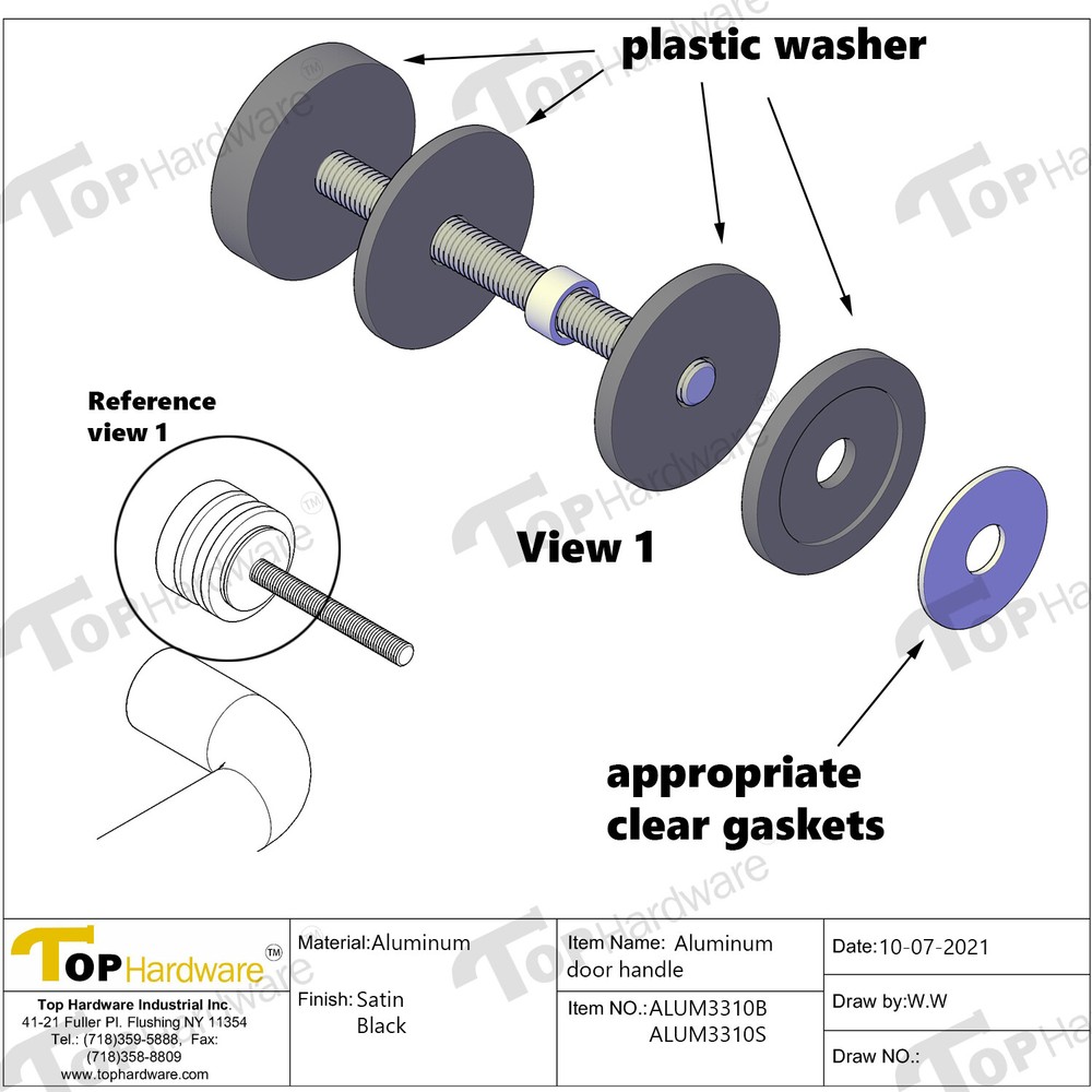 Solid Aluminum Round Combination Door Push Bar and Pull Handle Set - 10" x 33"