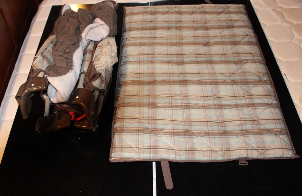 Graco Pack 'n Play -- Mocha/Green/Blue (Cleaned & Sanitized)