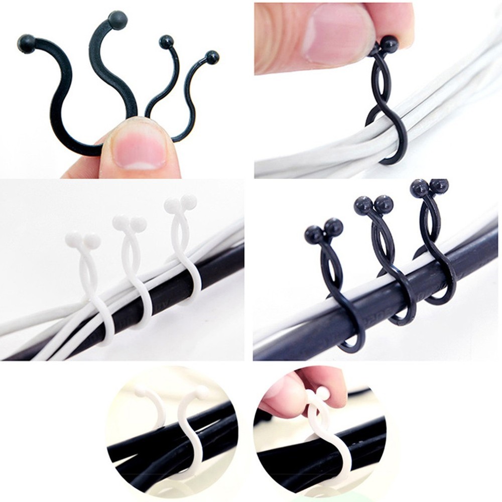 100 Pcs under Desk Wire Management Desktop Fixed Data Cable Clips