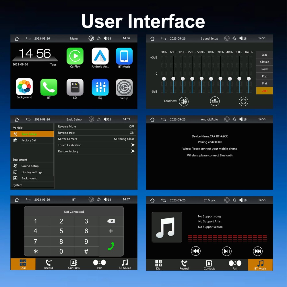 Wireless 9" Touch Screen Android Auto BT Portable HD Wireless Apple Carplay