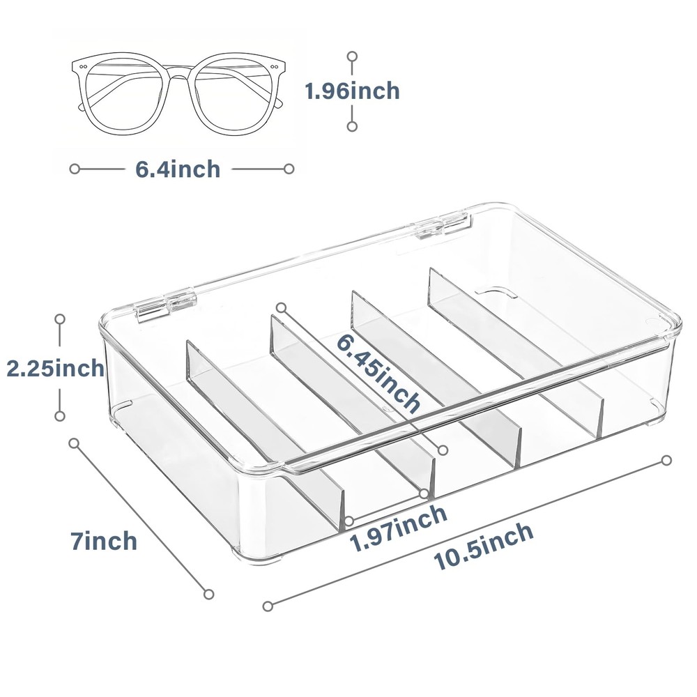 AntStep Sunglasses Organizer, Sunglasses Storage 3 Layers, Clear Stackable Ey...