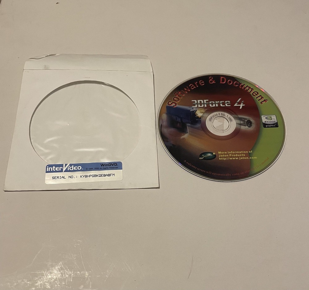 RARE! Jaton nVIDIA InterVideo 3DForce 4 Ver.1.300 Software & Document Driver DVD