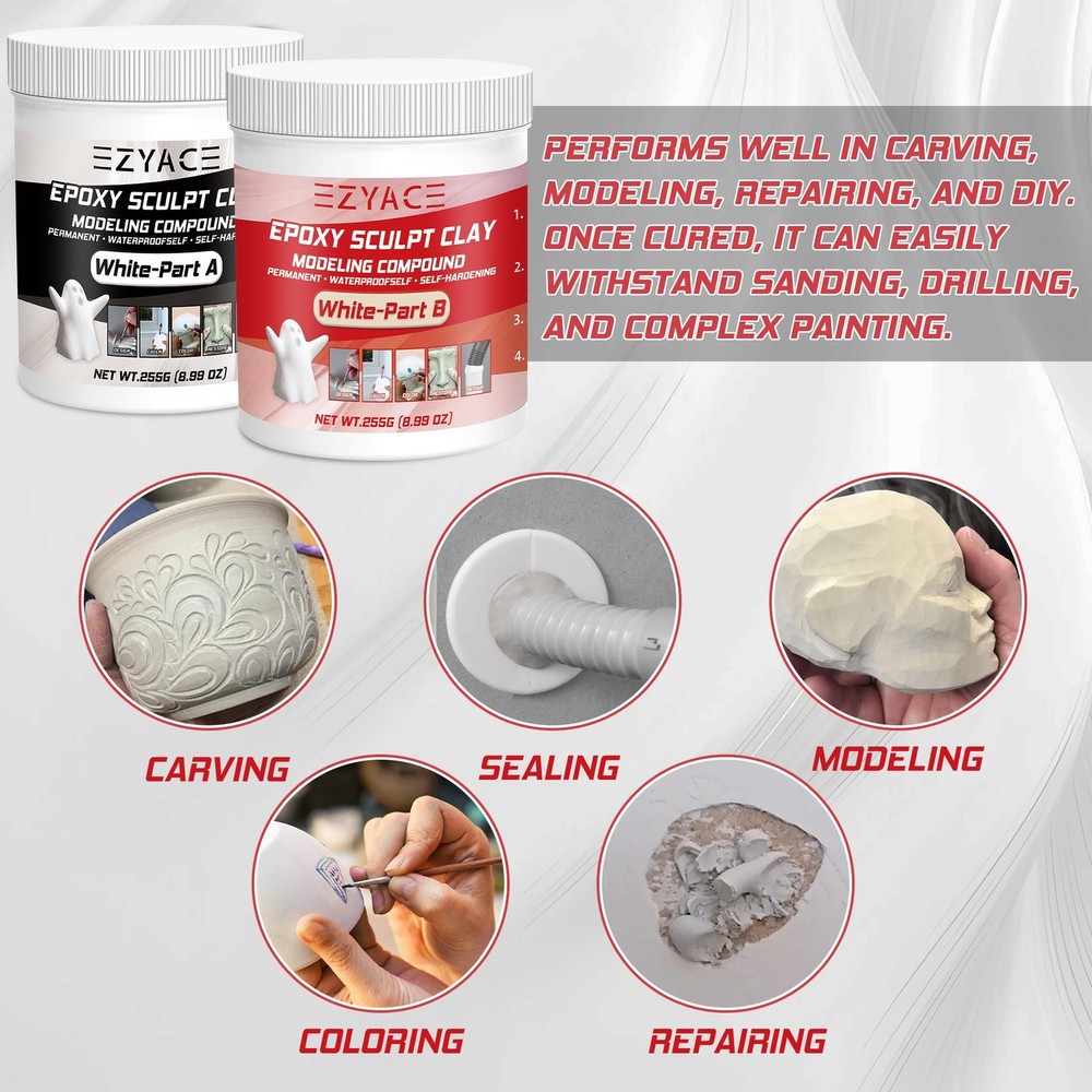 Epoxy Clay, Magic Sculpt 2 Part Modeling Compound 1 Pound, White