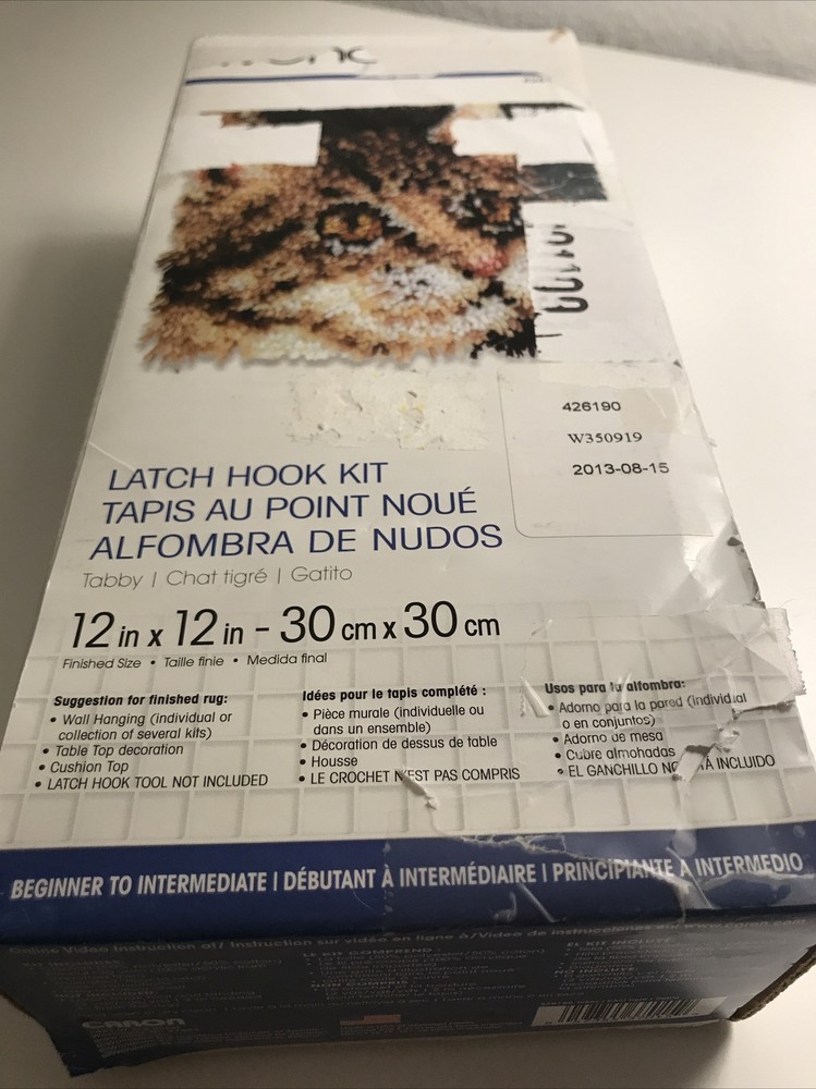 Wonderart Latch Hook Kit 12"X12" Tabby