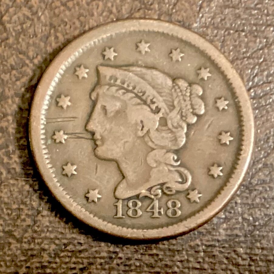 1848 US Large Cent cd -