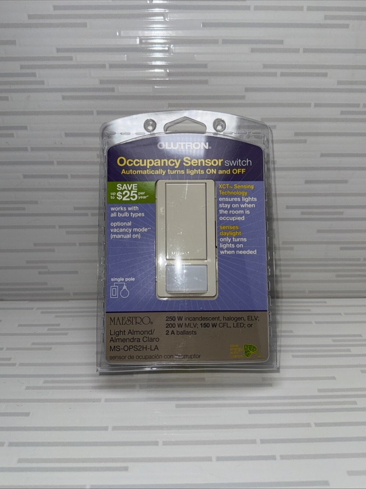 Lutron MS-OPS2H-LA Maestro Occupancy Sensor Switch  Light Almond