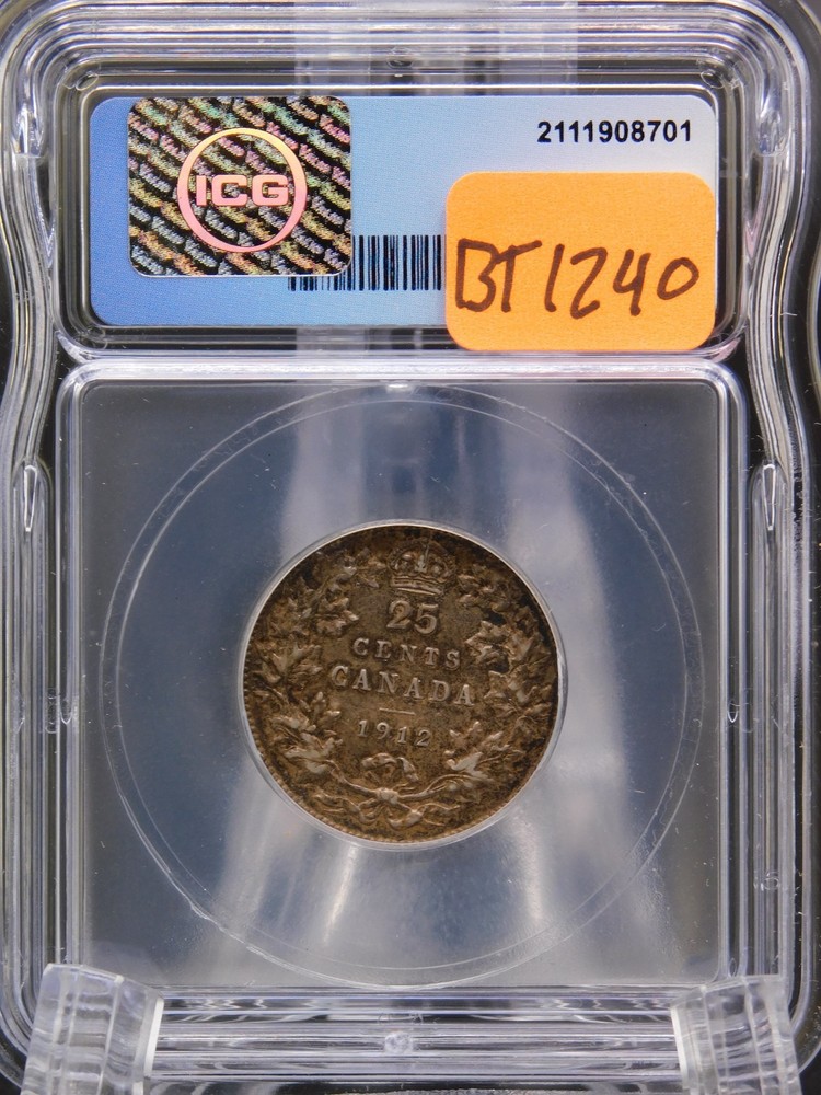 1912 CANADA TWENTY FIVE CENT ICG EF40 (BT1240)