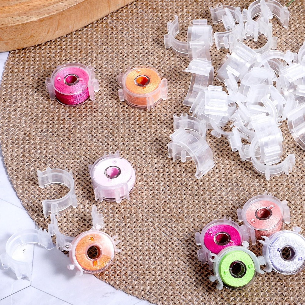 Sewing Bobbin Clips, 50 Pcs Clear Holder Plastic Tool White