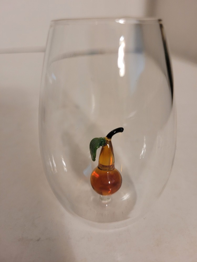 Hand Blown Delicate 5 Shot Glasses with Fruit Inside MUST SEE