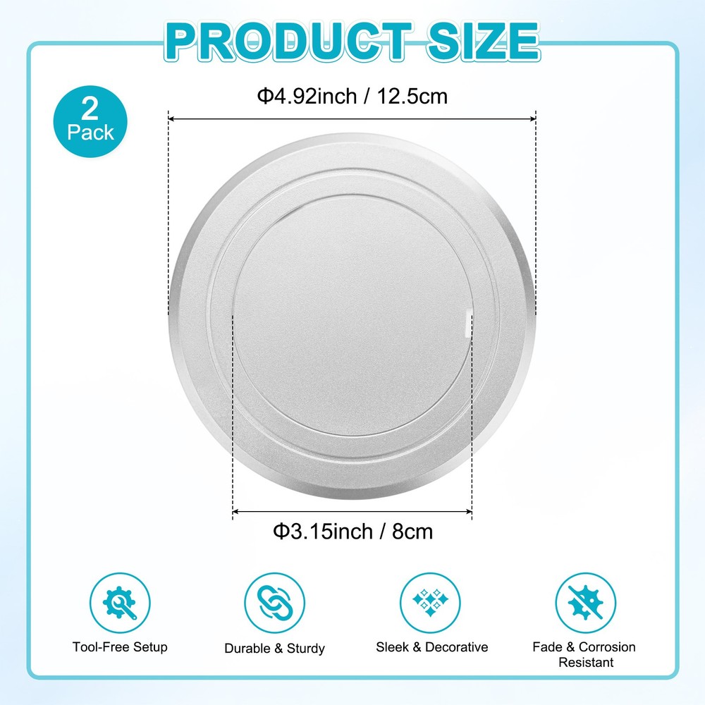 2-Pack Access Panel for Drywall, 3x3 Inch Round Plastic Removable [Silver Tone]