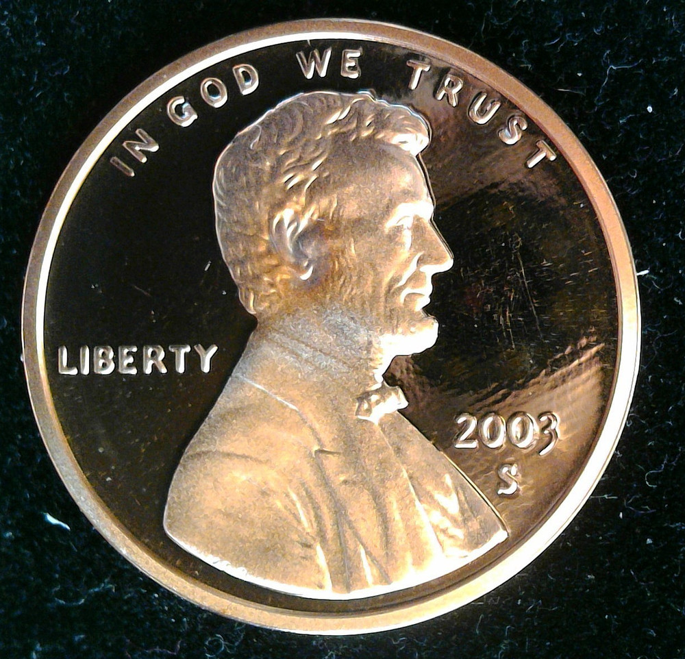 2003s Lincoln cent, cameo proof