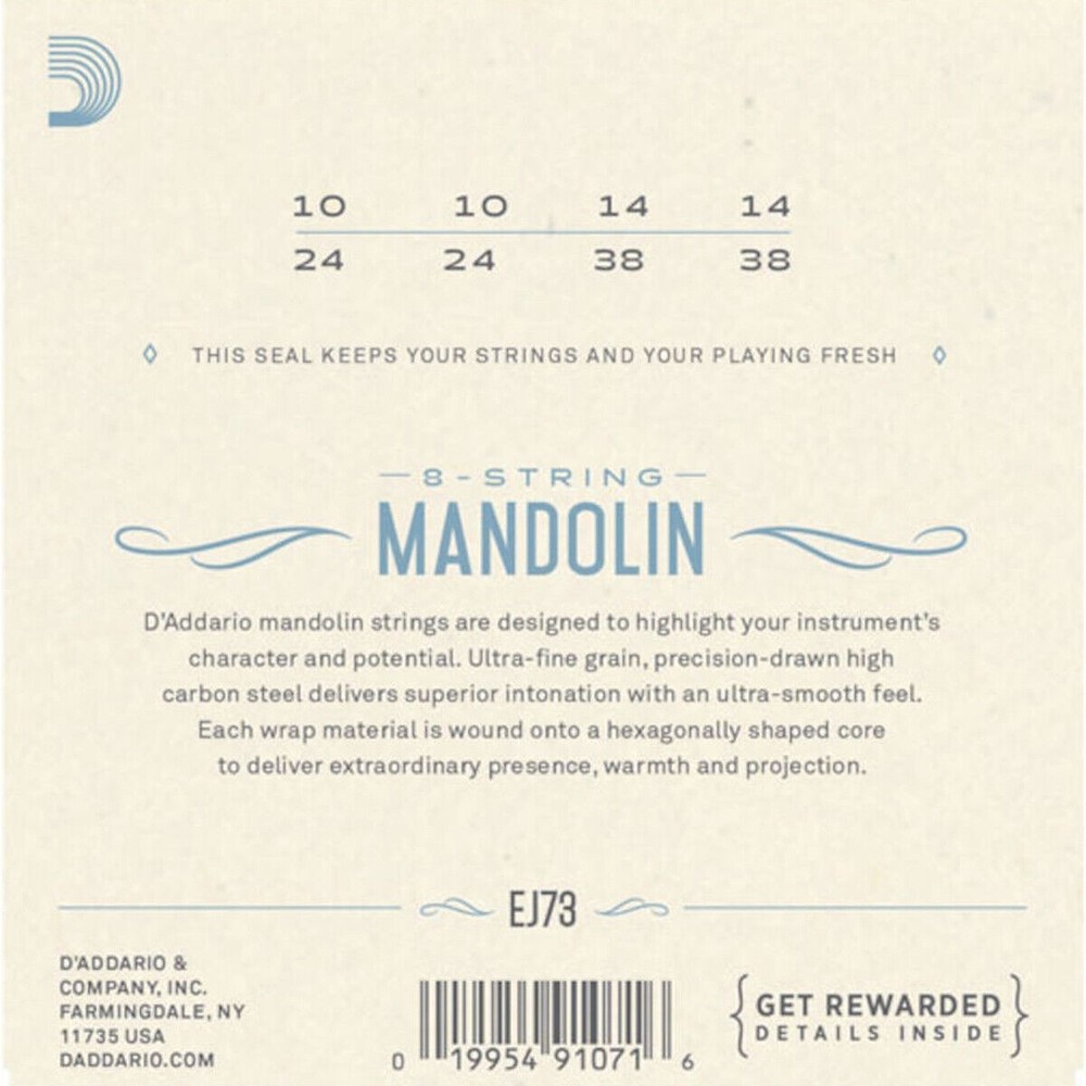 D'Addario Mandolin Strings EJ73 Light .010-.038