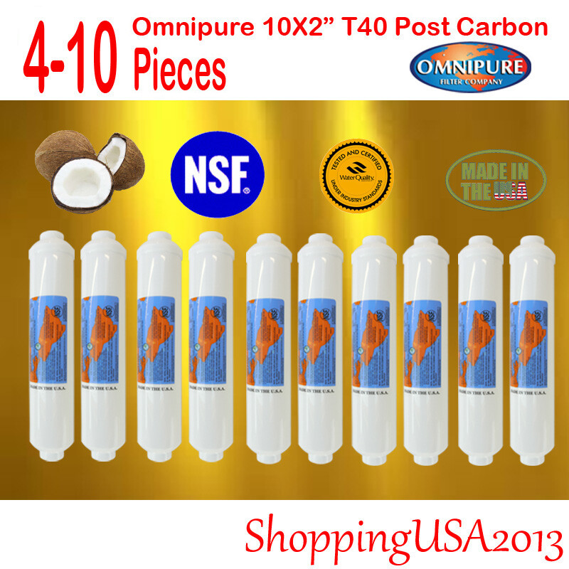 4-10 x Omnipure T40 Post Coconut Carbon Inline Filter 10X2" RO Water Under Sink