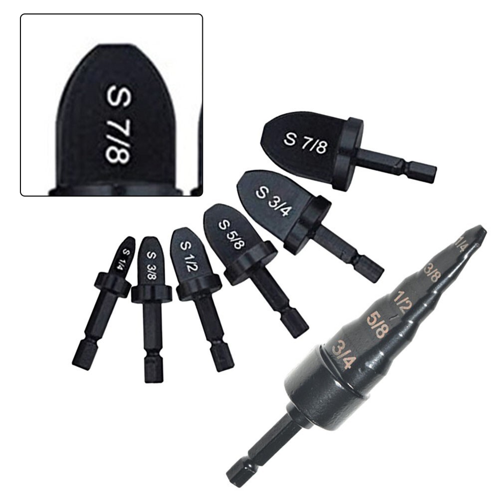 New 7pcs Air Conditioning Copper Pipe Expander Hexagonal Shank Drill Bit Reaming