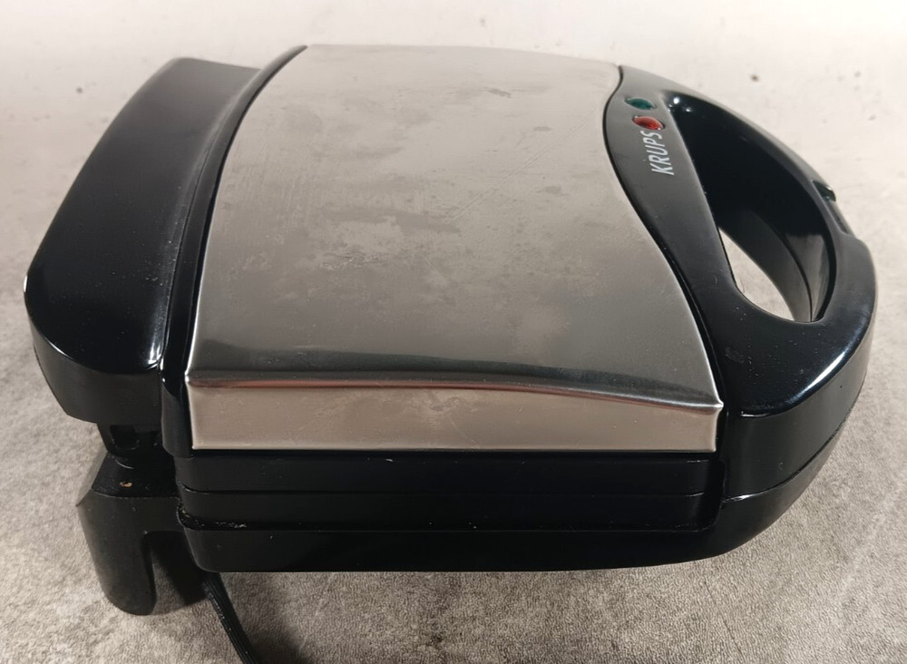Krups Double Belgian Waffle Iron Maker Chrome Black Model 653