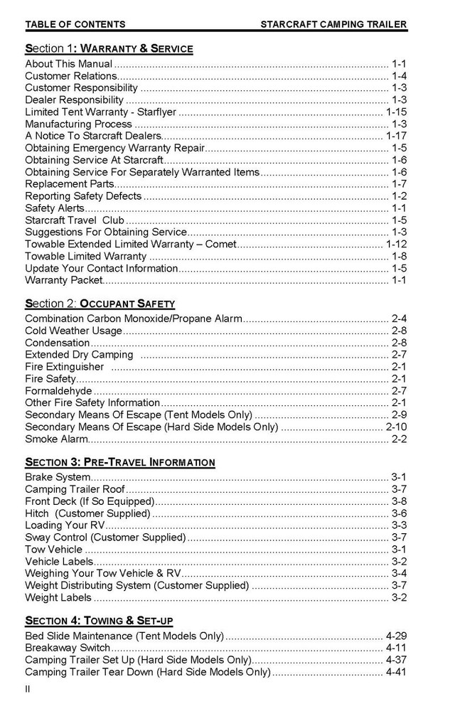 Starcraft 2015 Starflyer Comet Camping Trailer Manual Instructions User Guide