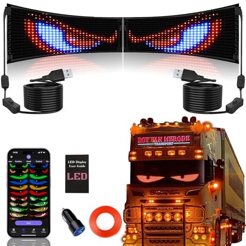 2PCS Synchronized Devil Eyes Light for Truck, 23.4”X4.7” Flex Car Window LED