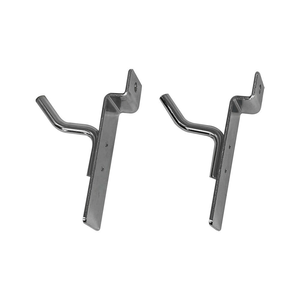 1" Slatwall Hook Panel Display Hooks, 1/4" Thickness Metal, Chrome - PACK 2