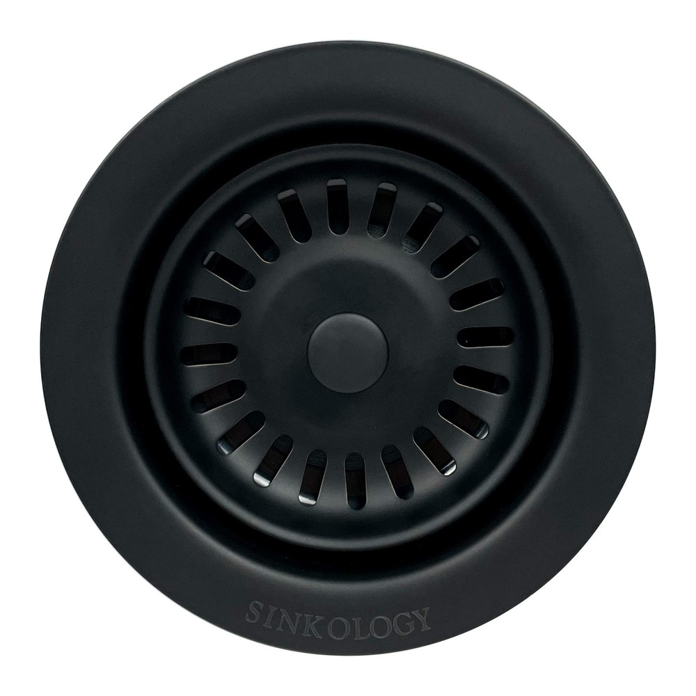 SinkSense Kitchen Sink Disposal Flange Drain with Stopper, Matte Black