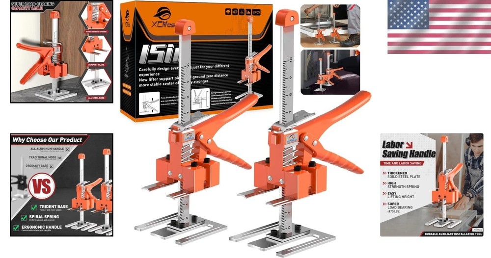 Multi-Function Labor Saving Arm Jack Handles - Tile Locator & Lifting Device Set