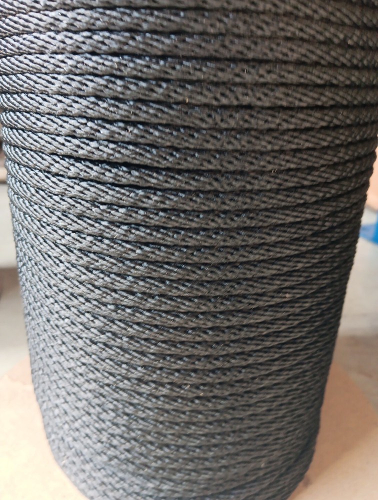 1/4” x 550 ft. Solid Braid MFP Rope Spool. Black. Made in USA