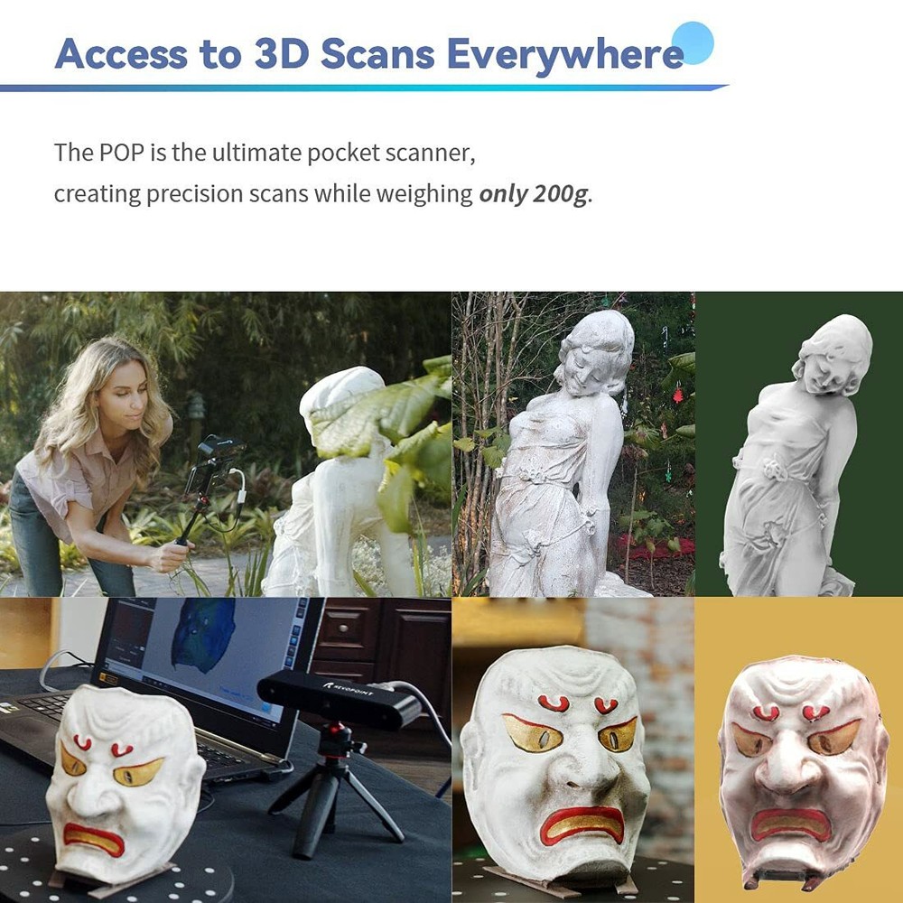 Revopoint POP 3D Scanner High Precision Handheld Scanner for Printing w/ Tripod