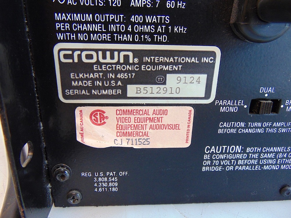Crown Com-Tech 800 Amplifier - S6776x