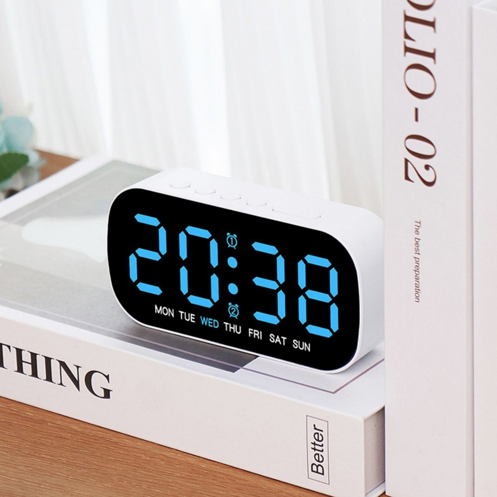 Large White LED Display Electric Digital Alarm Clock With Snooze Function