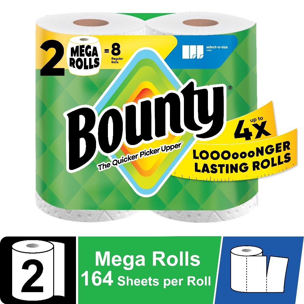 Paper Towels Select-A-Size White, 2 Mega Rolls, 164 Sheets per Roll