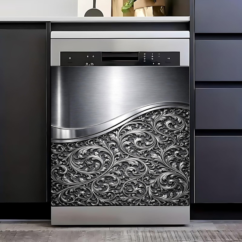 Metal Embossed Cloud Pattern Magnetic Dishwasher Sticker, Creative Kitchen De...