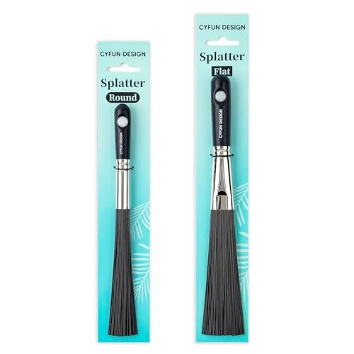 2 Pcs Splatter Brush - Ink - Abstract Flat + Round Splatter Brush