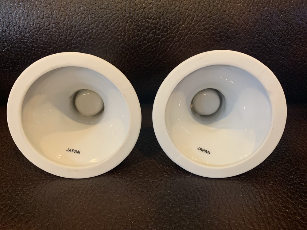 2 ceramic candle holders 3D duck design white made in Japan pre-owned decor.