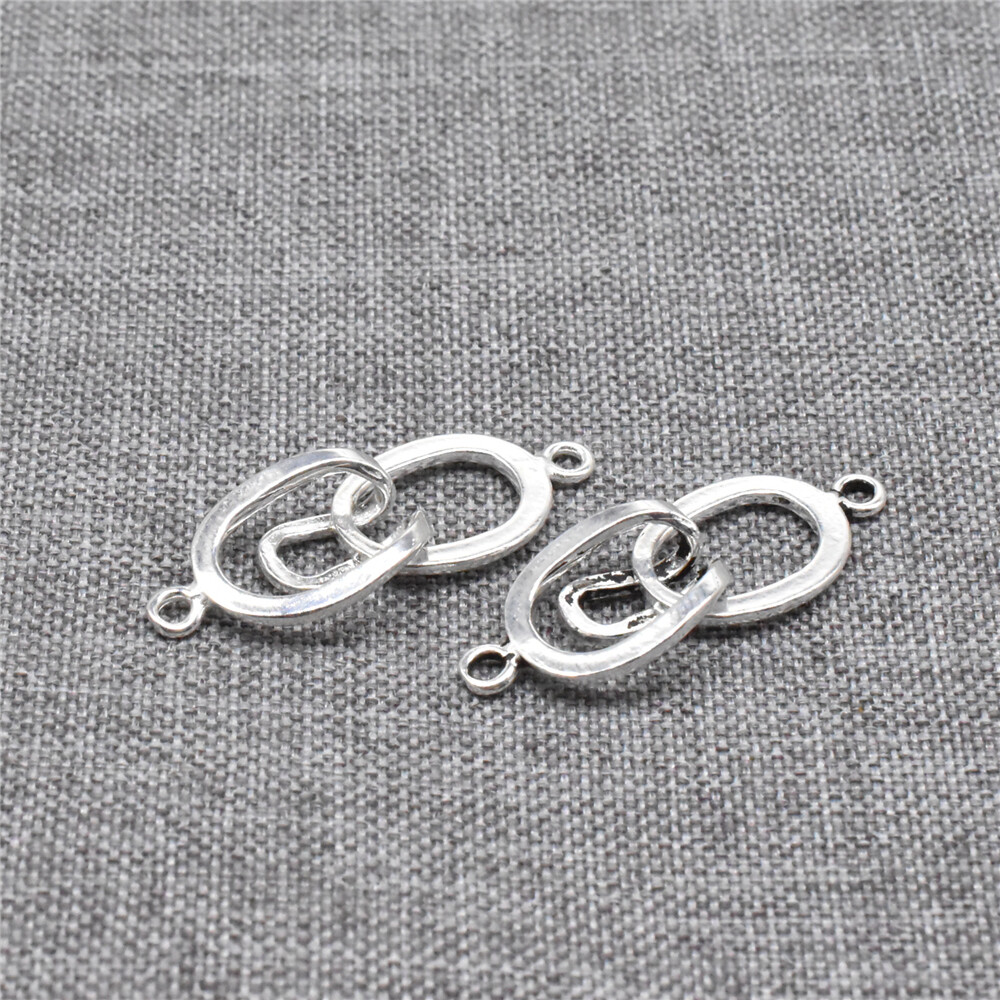 2 Sterling Silver Toggle Style Oval Hook Clasp Connectors for Necklace