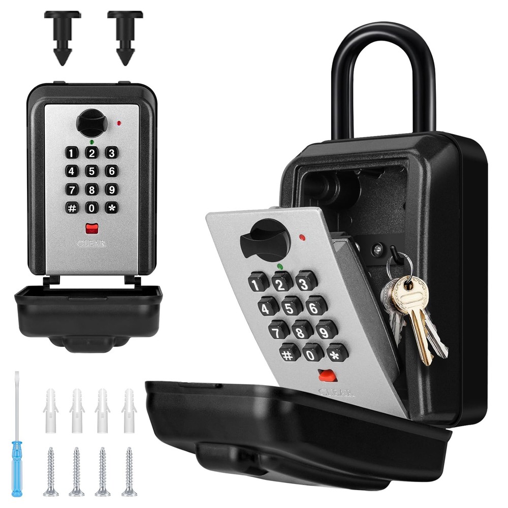 Waterproof Key Lock Box Outside 12Digit Combination Code Wall Mount Safe
