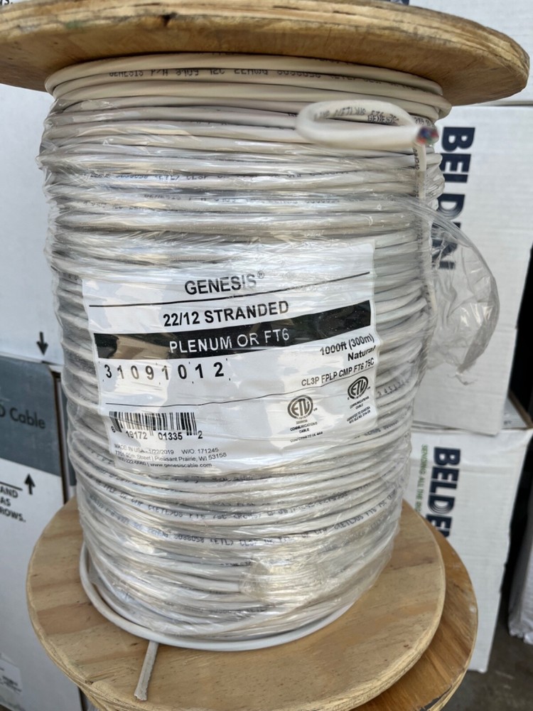 Honeywell Genesis 3109 22/12C Stranded Security/Control Cable Plenum White 1000’