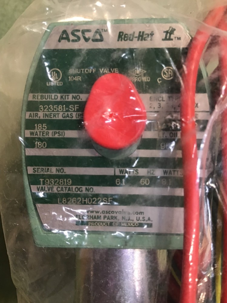 ASCO L8262HO22SF RED HAT SOLENOID VALVE 1/4"FNPT, 120/60 110/50 NEW IN BOX