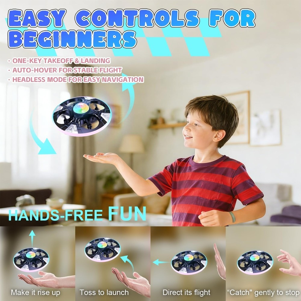 Interactive Mini Drone for Kids - Safe Remote Control with 14 Min Flight Time