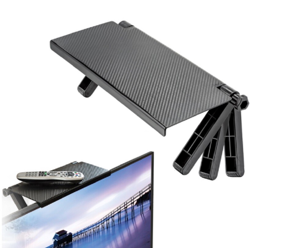TV Computer Screen Caddy Screen Top Shelf Desktop Adjustable Storage Rack Holder