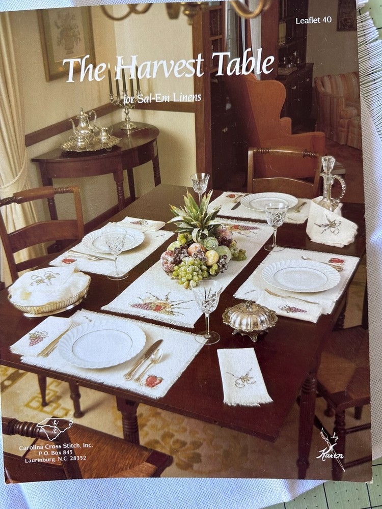 Harvest Table table runner with fabric and Chart.